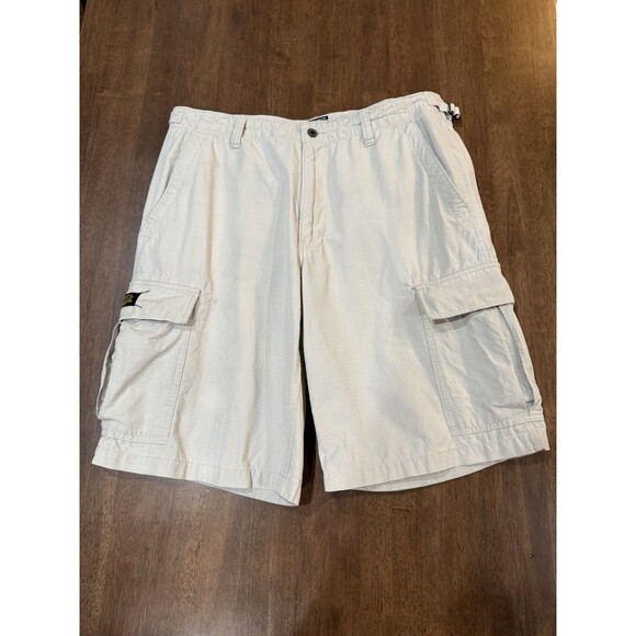 Polo Jeans Co Ralph Lauren Cargo Shorts Mens 36 Beige Ripstop Utility Pockets - Picture 2 of 10